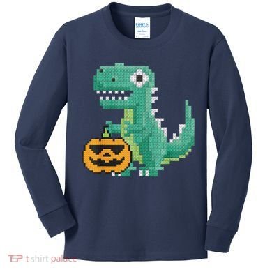 Halloween Dinosaur Kids Master Builder Building Blocks Brick Kids Long Sleeve Shirt