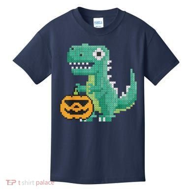 Halloween Dinosaur Kids Master Builder Building Blocks Brick Kids T-Shirt