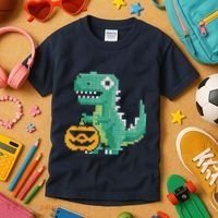 Halloween Dinosaur Kids Master Builder Building Blocks Brick Kids T-Shirt thumb 3