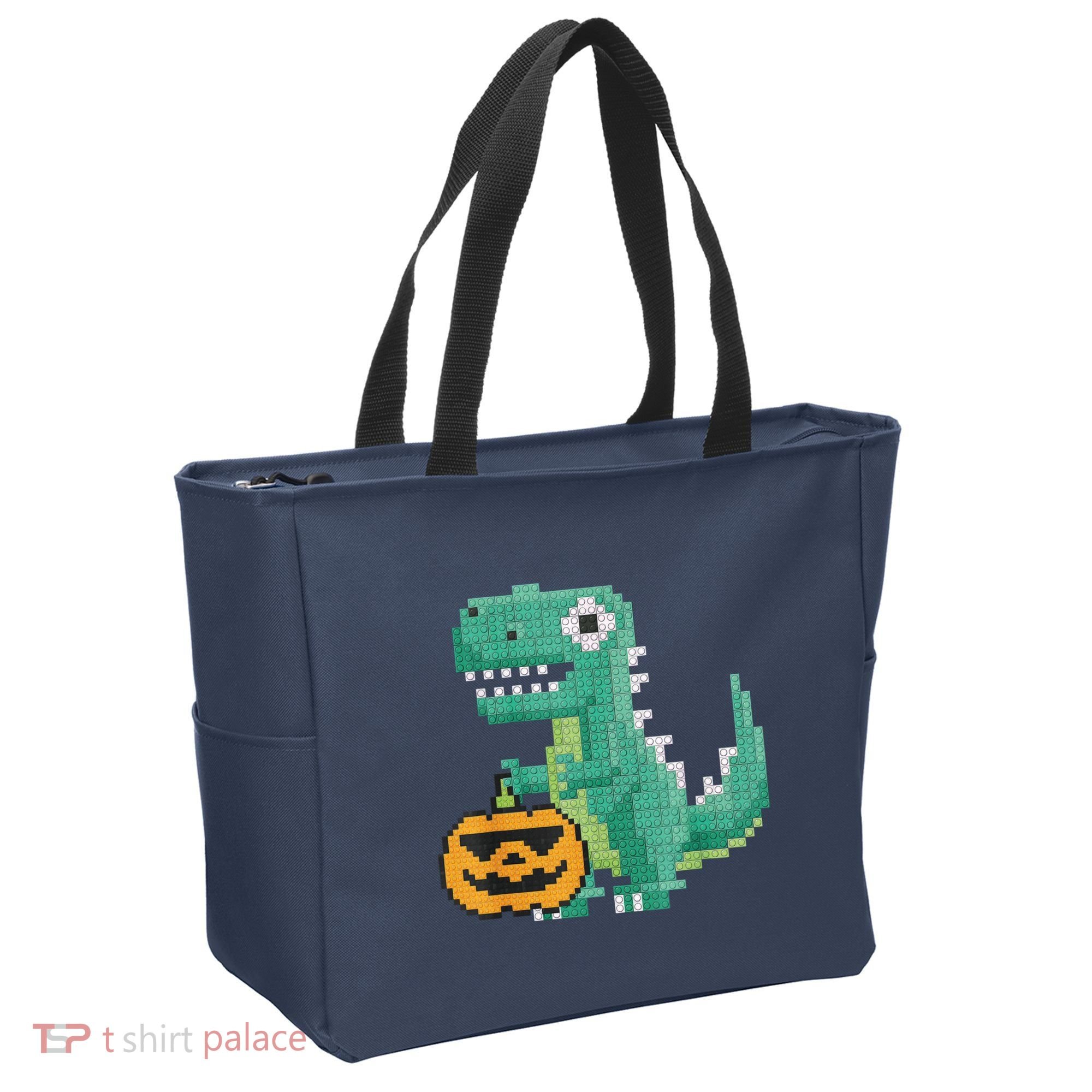 Halloween Dinosaur Kids Master Builder Building Blocks Brick Tote Bag