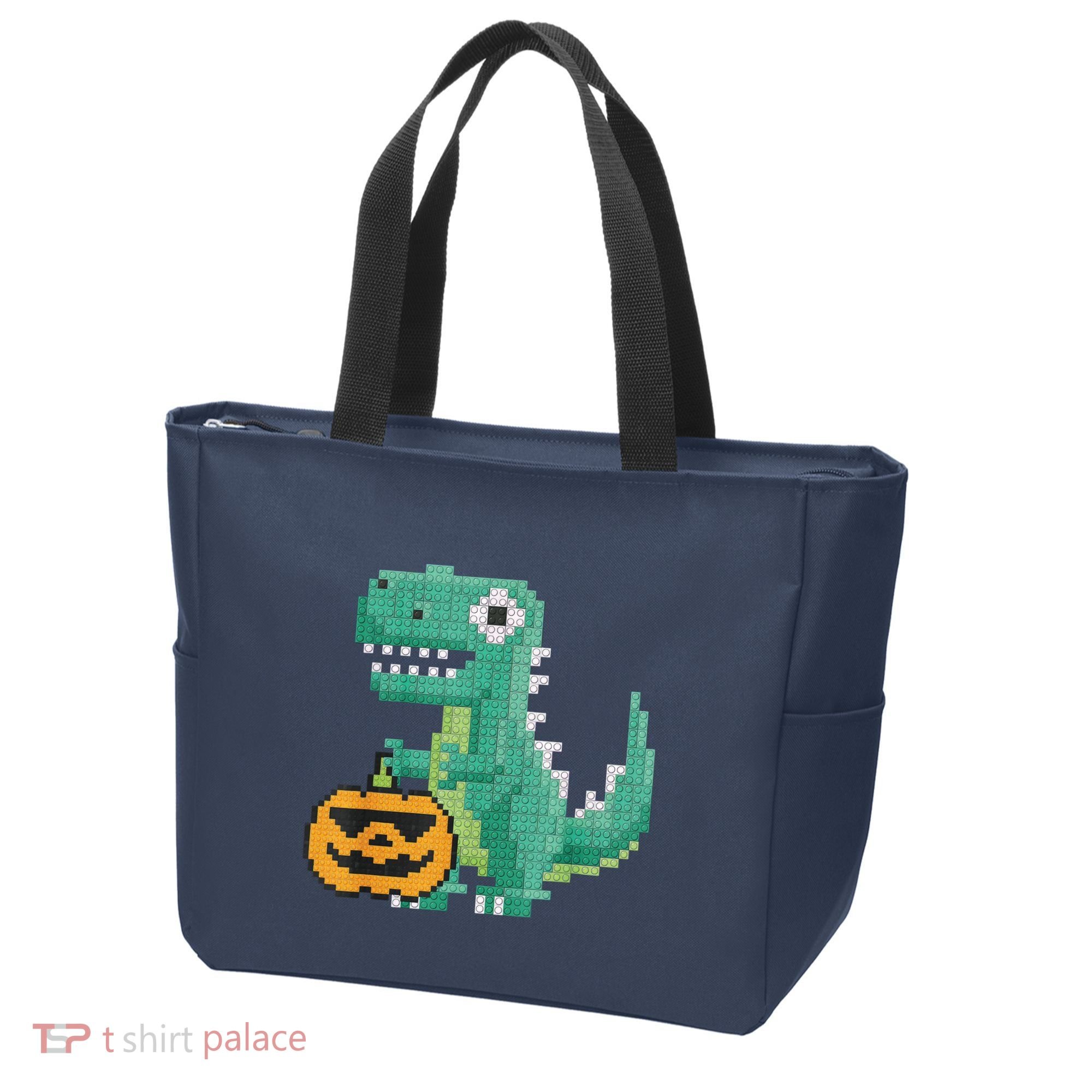 Halloween Dinosaur Kids Master Builder Building Blocks Brick Tote Bag