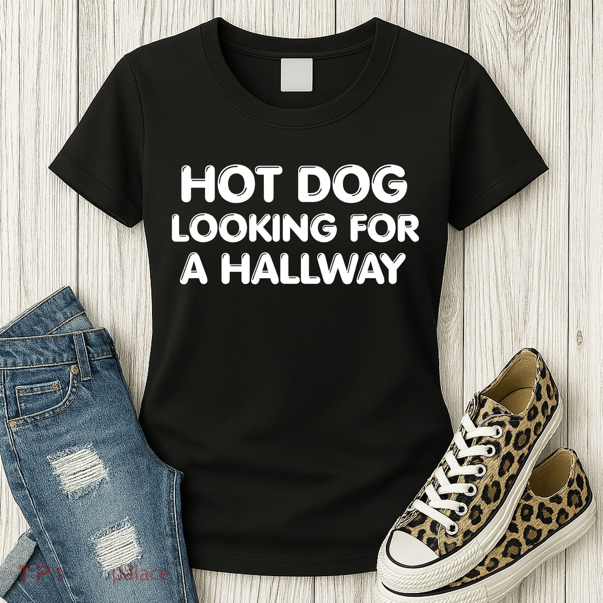 Hot Dog Looking For A Hallway Funny Women's T-Shirt