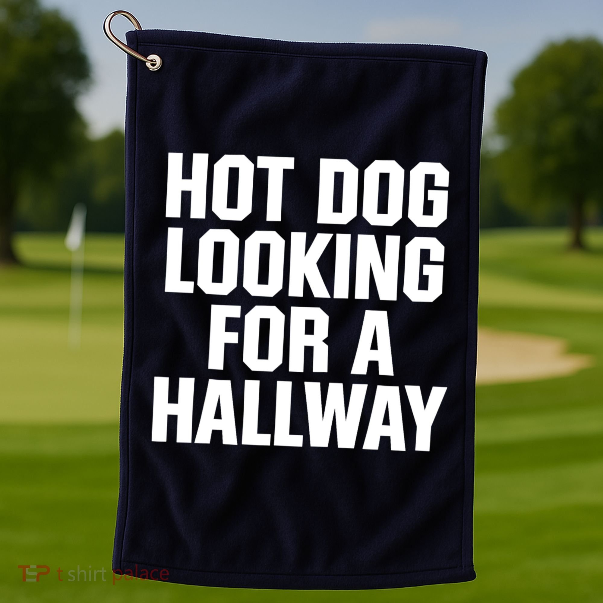 Hot Dog Looking For A Hallway Fast Food Funny Golf Towel