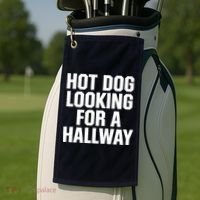 Hot Dog Looking For A Hallway Fast Food Funny Golf Towel thumb 2