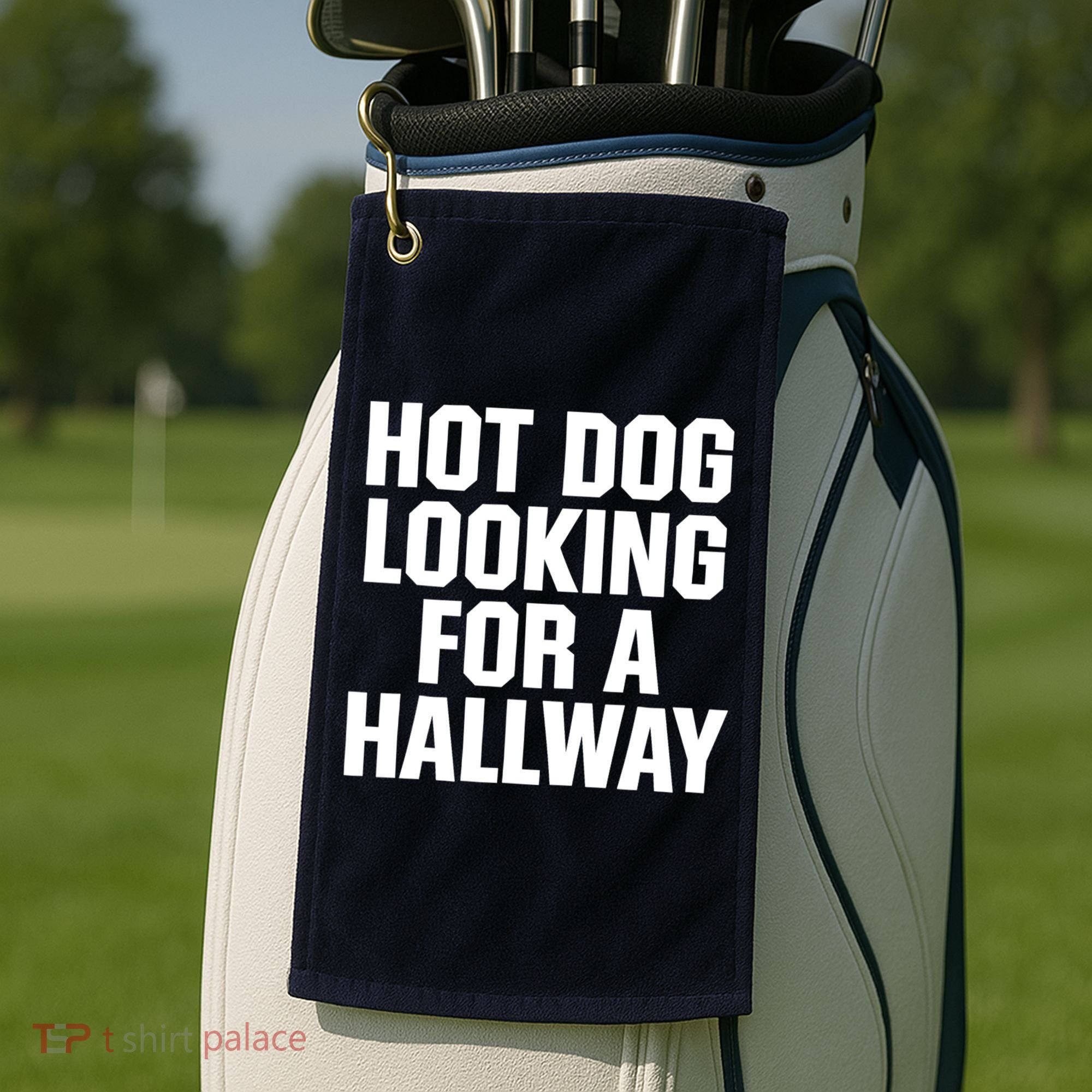 Hot Dog Looking For A Hallway Fast Food Funny Golf Towel