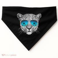 Hand Drawn Leopard Portrait Mirror Sunglasses USA-Made Doggie Bandana thumb 0