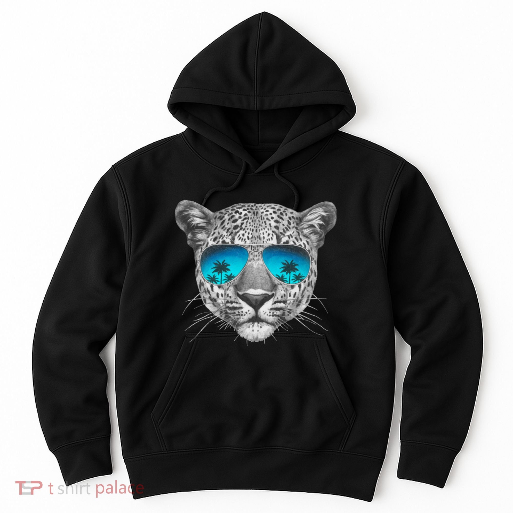 Hand Drawn Leopard Portrait Mirror Sunglasses Hoodie