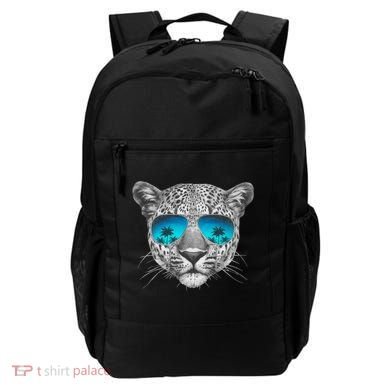 Hand Drawn Leopard Portrait Mirror Sunglasses Backpack