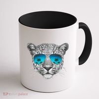 Hand Drawn Leopard Portrait Mirror Sunglasses Coffee Mug thumb 1
