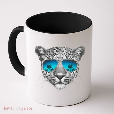 Hand Drawn Leopard Portrait Mirror Sunglasses Coffee Mug