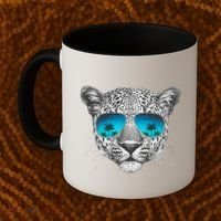 Hand Drawn Leopard Portrait Mirror Sunglasses Coffee Mug thumb 2