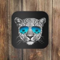 Hand Drawn Leopard Portrait Mirror Sunglasses Coaster thumb 0