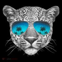 Hand Drawn Leopard Portrait Mirror Sunglasses Women's Hoodie thumb 2
