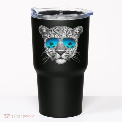 Hand Drawn Leopard Portrait Mirror Sunglasses Tumbler