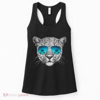 Hand Drawn Leopard Portrait Mirror Sunglasses Women's Tank Top thumb 0