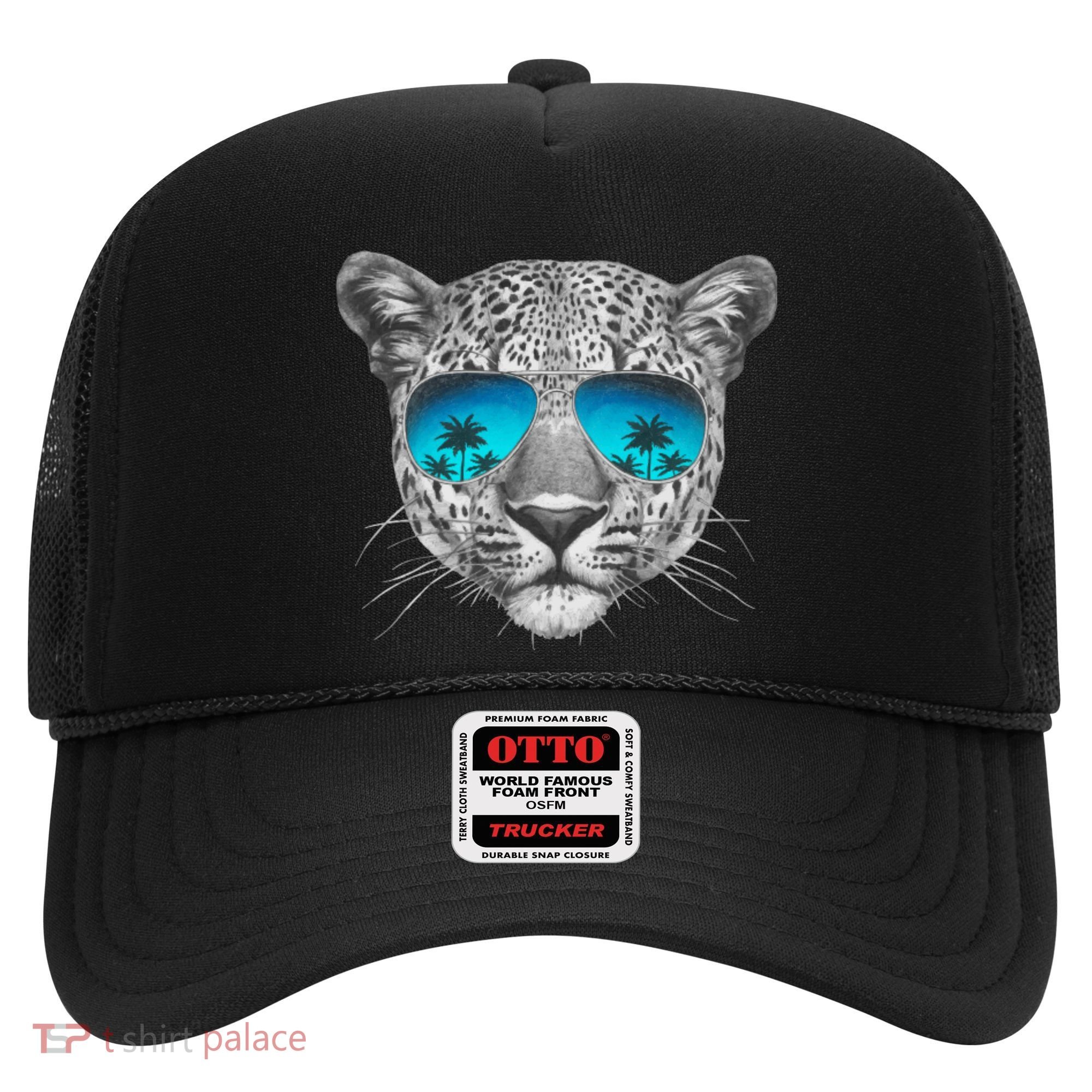 Hand Drawn Leopard Portrait Mirror Sunglasses Hat