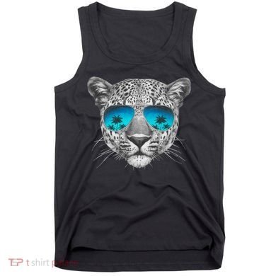 Hand Drawn Leopard Portrait Mirror Sunglasses Tank Top