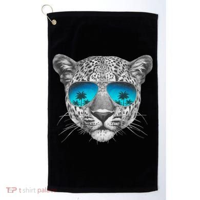 Hand Drawn Leopard Portrait Mirror Sunglasses Golf Towel