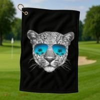 Hand Drawn Leopard Portrait Mirror Sunglasses Golf Towel thumb 1
