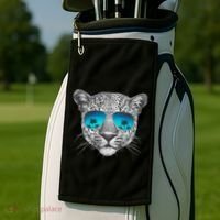 Hand Drawn Leopard Portrait Mirror Sunglasses Golf Towel thumb 2