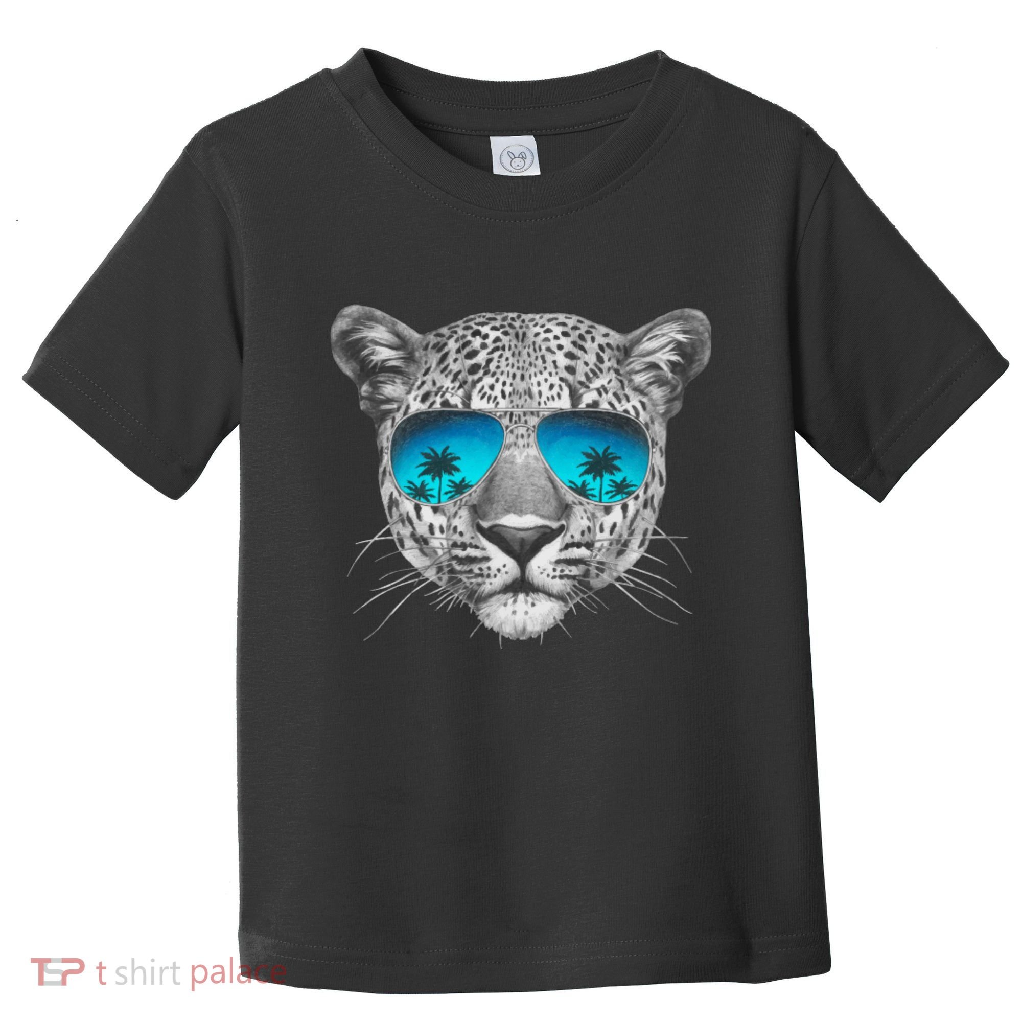 Hand Drawn Leopard Portrait Mirror Sunglasses Toddler T-Shirt