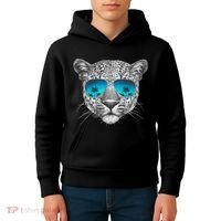 Hand Drawn Leopard Portrait Mirror Sunglasses Kids Hoodie thumb 4