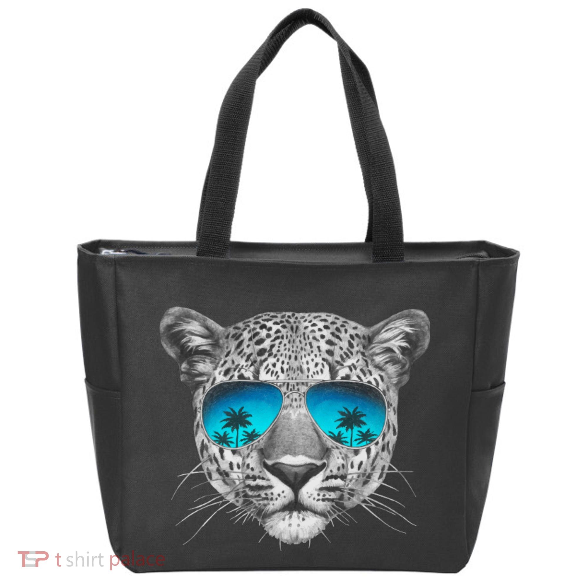 Hand Drawn Leopard Portrait Mirror Sunglasses Tote Bag
