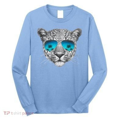 Hand Drawn Leopard Portrait Mirror Sunglasses Long Sleeve Shirt