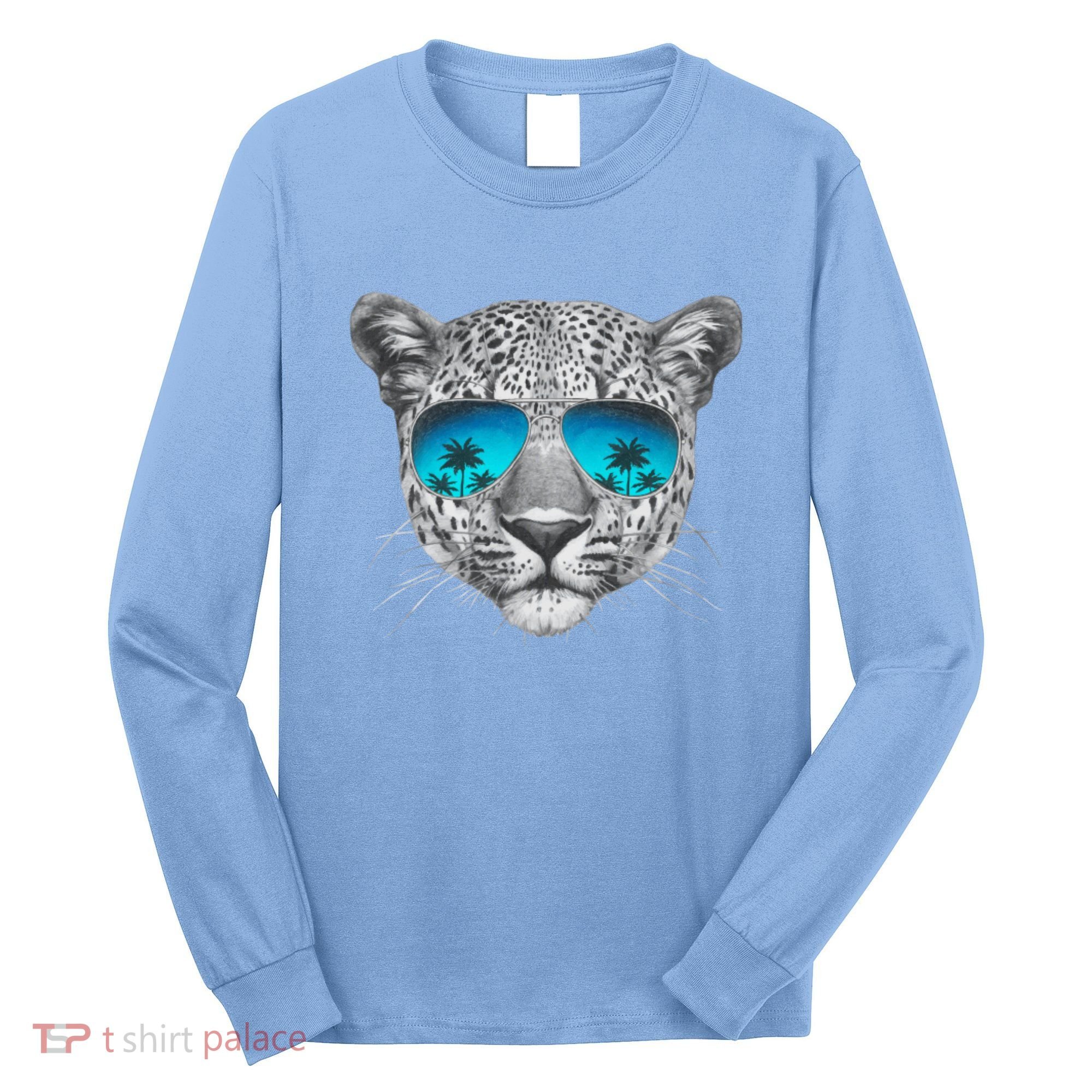 Hand Drawn Leopard Portrait Mirror Sunglasses Long Sleeve Shirt