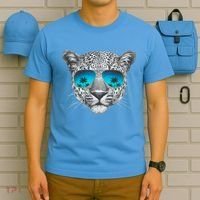 Hand Drawn Leopard Portrait Mirror Sunglasses T-Shirt thumb 5