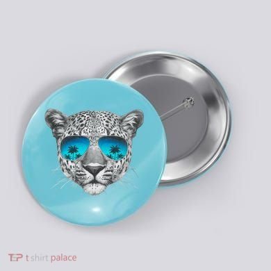 Hand Drawn Leopard Portrait Mirror Sunglasses Button