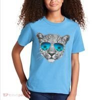 Hand Drawn Leopard Portrait Mirror Sunglasses Kids T-Shirt thumb 2