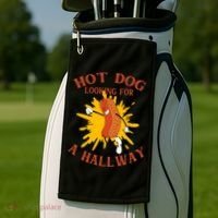 Hot Dog Looking For A Hallway Apparel Golf Towel thumb 2