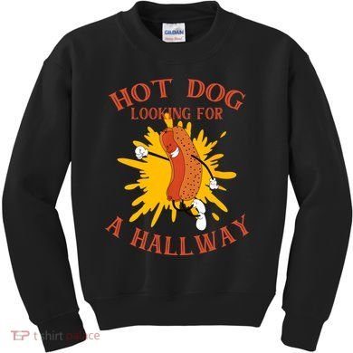 Hot Dog Looking For A Hallway Apparel Kids Sweatshirt