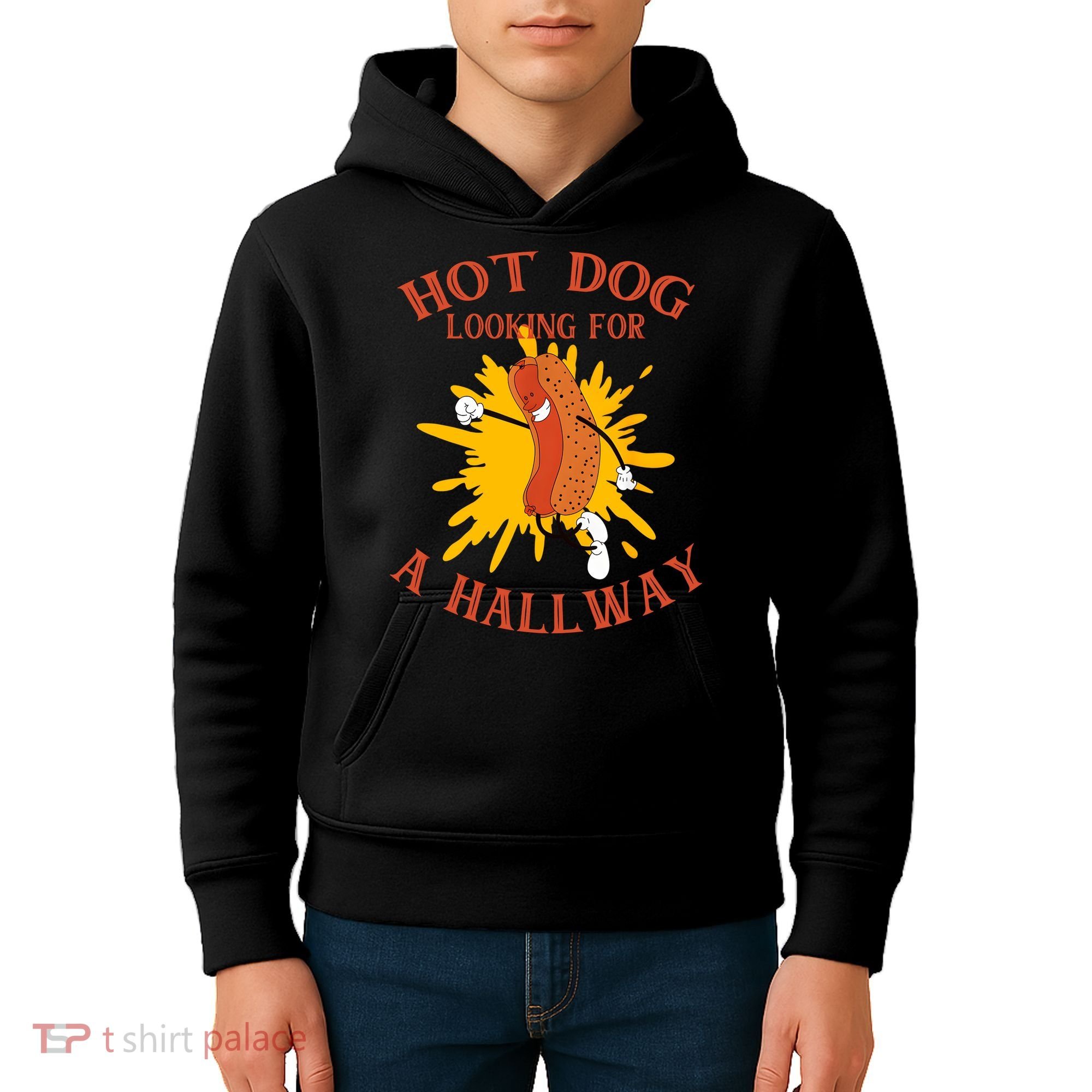 Hot Dog Looking For A Hallway Apparel Kids Hoodie