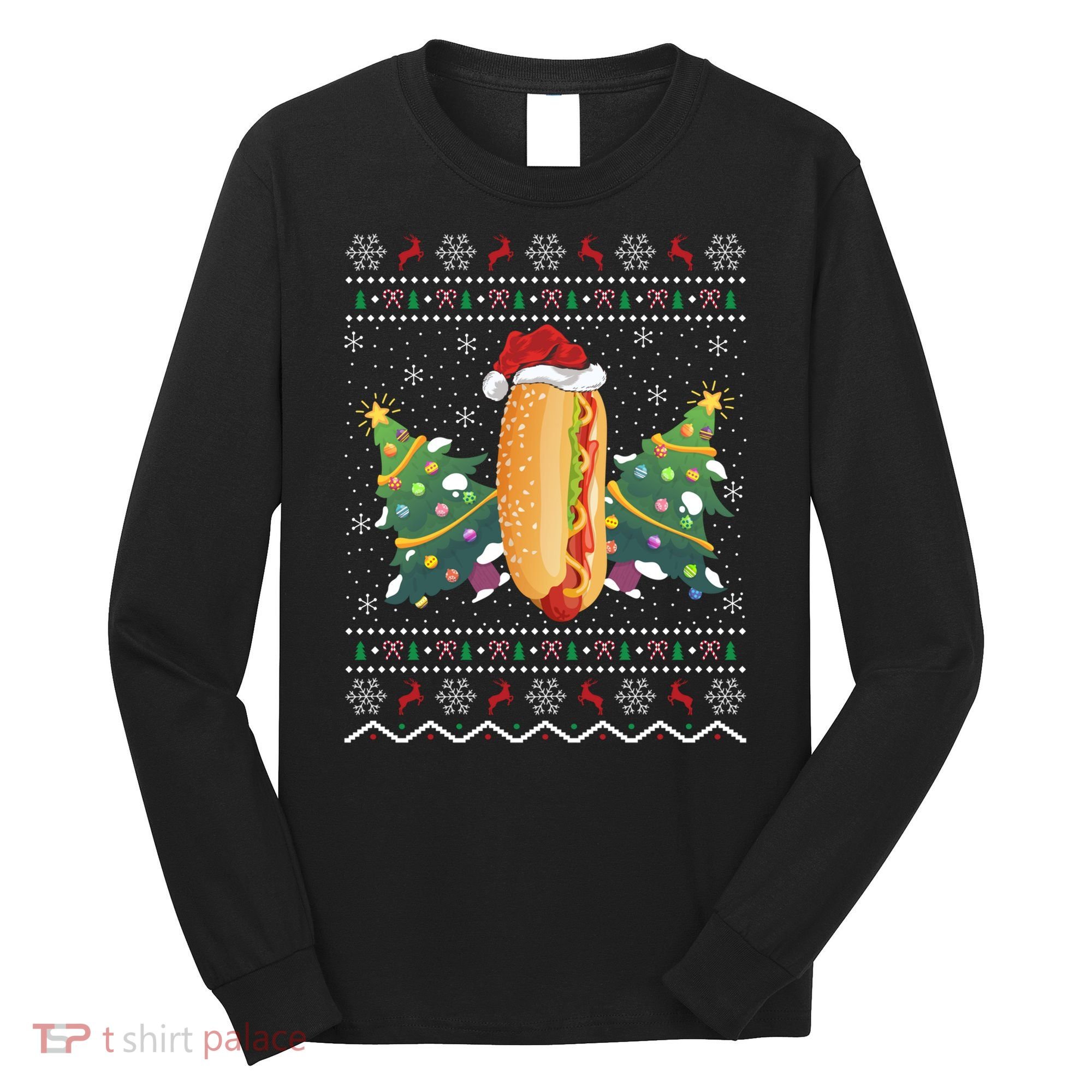 Hot Dog Lover Xmas Gift Ugly Hot Dog Christmas Gift Long Sleeve Shirt