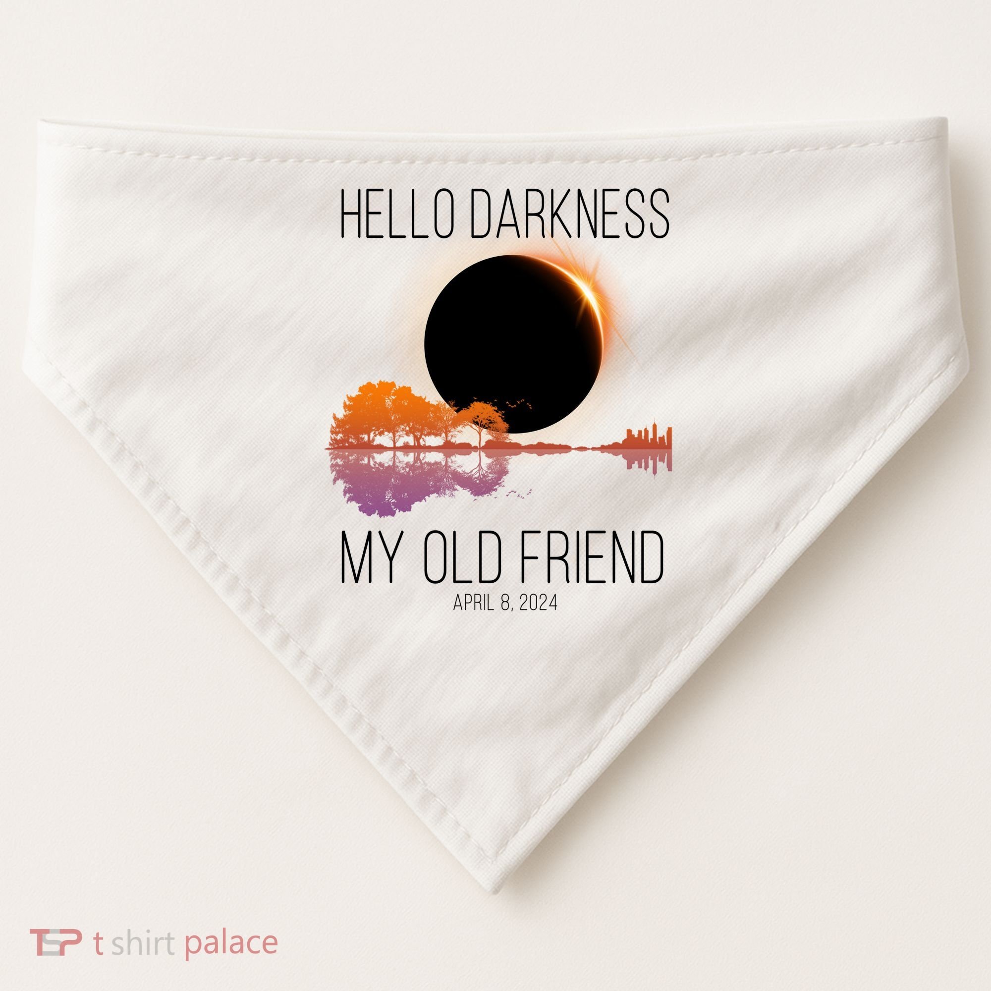 Hello Darkness My Old Friend Solar Eclipse April 8 USA-Made Doggie Bandana