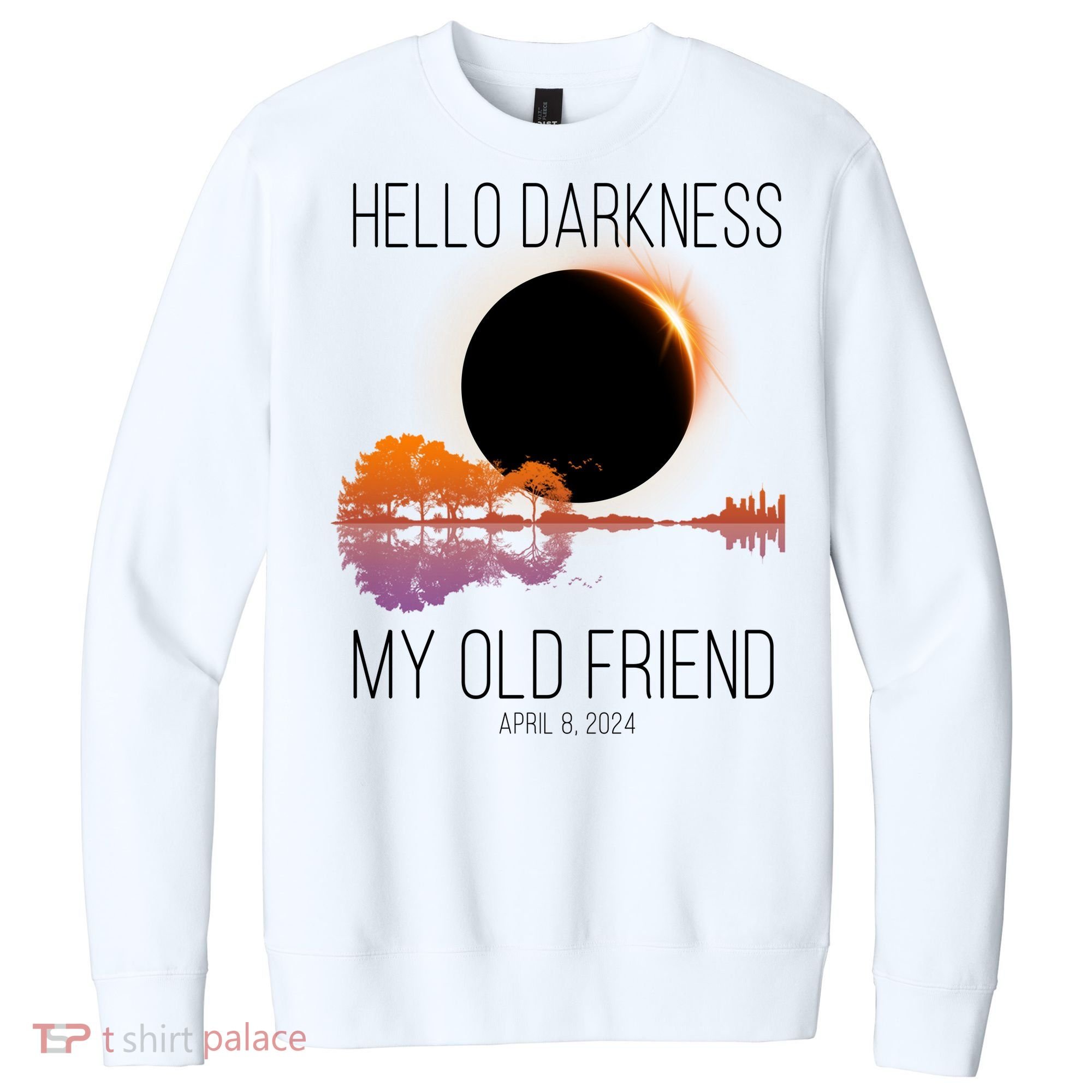 Hello Darkness My Old Friend Solar Eclipse April 8 V.I.T. Fleece Crew Sweatshirt