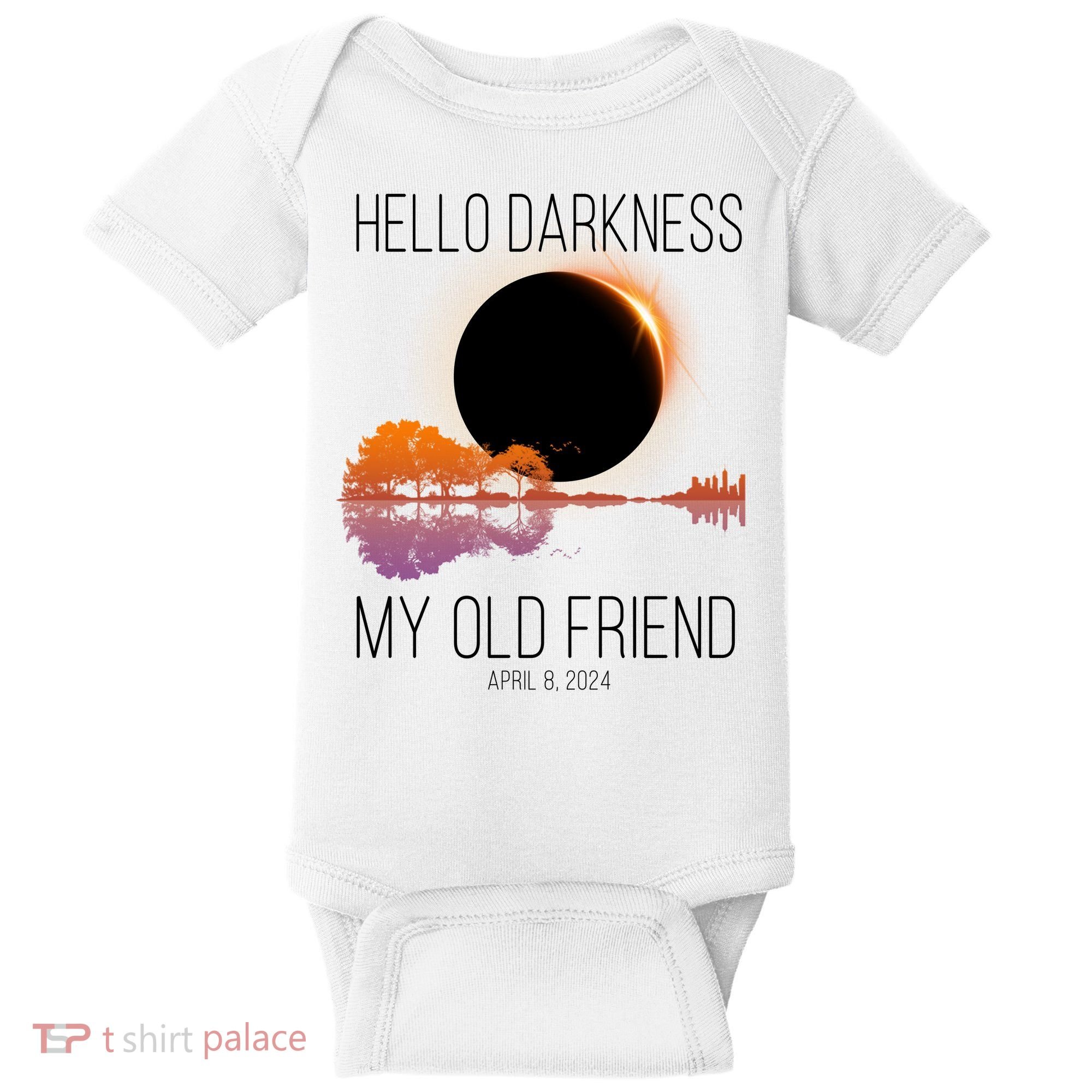 Hello Darkness My Old Friend Solar Eclipse April 8 Baby Bodysuit