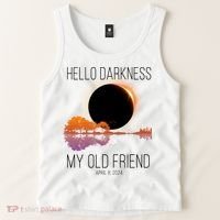 Hello Darkness My Old Friend Solar Eclipse April 8 Tank Top thumb 2