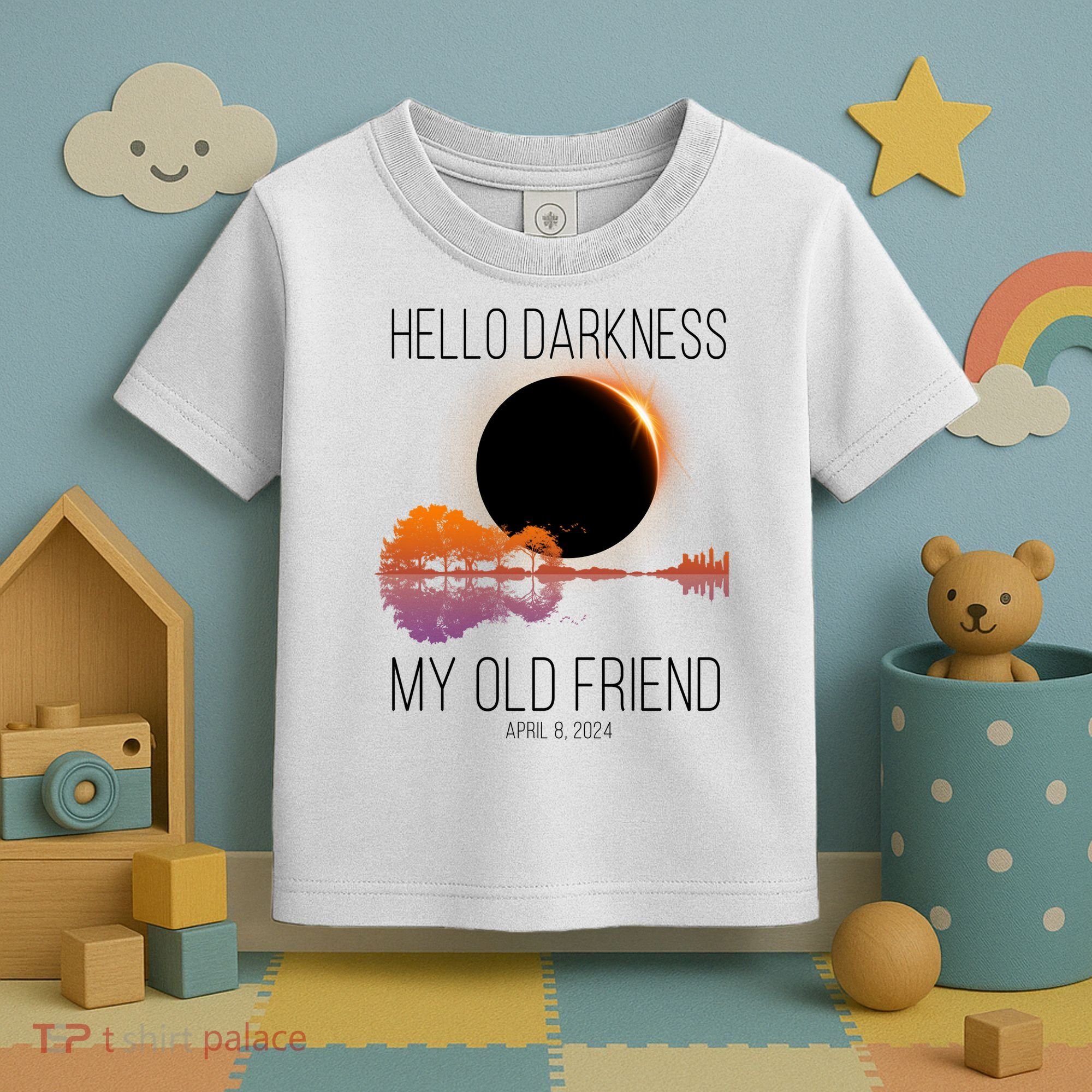 Hello Darkness My Old Friend Solar Eclipse April 8 Toddler T-Shirt