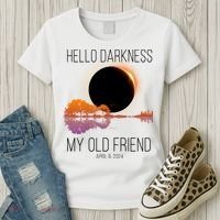Hello Darkness My Old Friend Solar Eclipse April 8 Women's T-Shirt thumb 3
