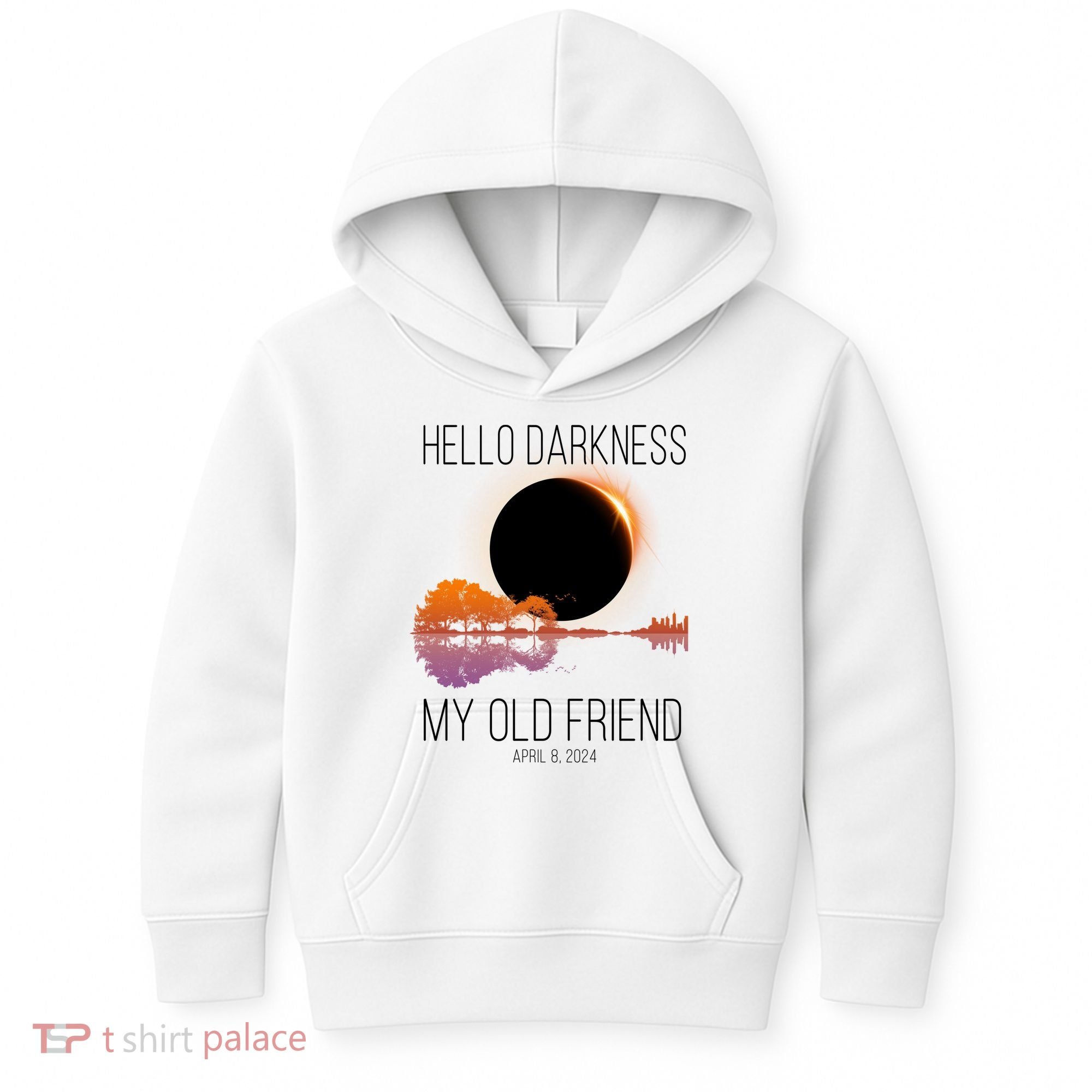 Hello Darkness My Old Friend Solar Eclipse April 8 Kids Hoodie