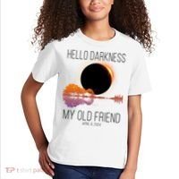 Hello Darkness My Old Friend Solar Eclipse April 8 Kids T-Shirt thumb 2