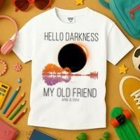 Hello Darkness My Old Friend Solar Eclipse April 8 Kids T-Shirt thumb 3