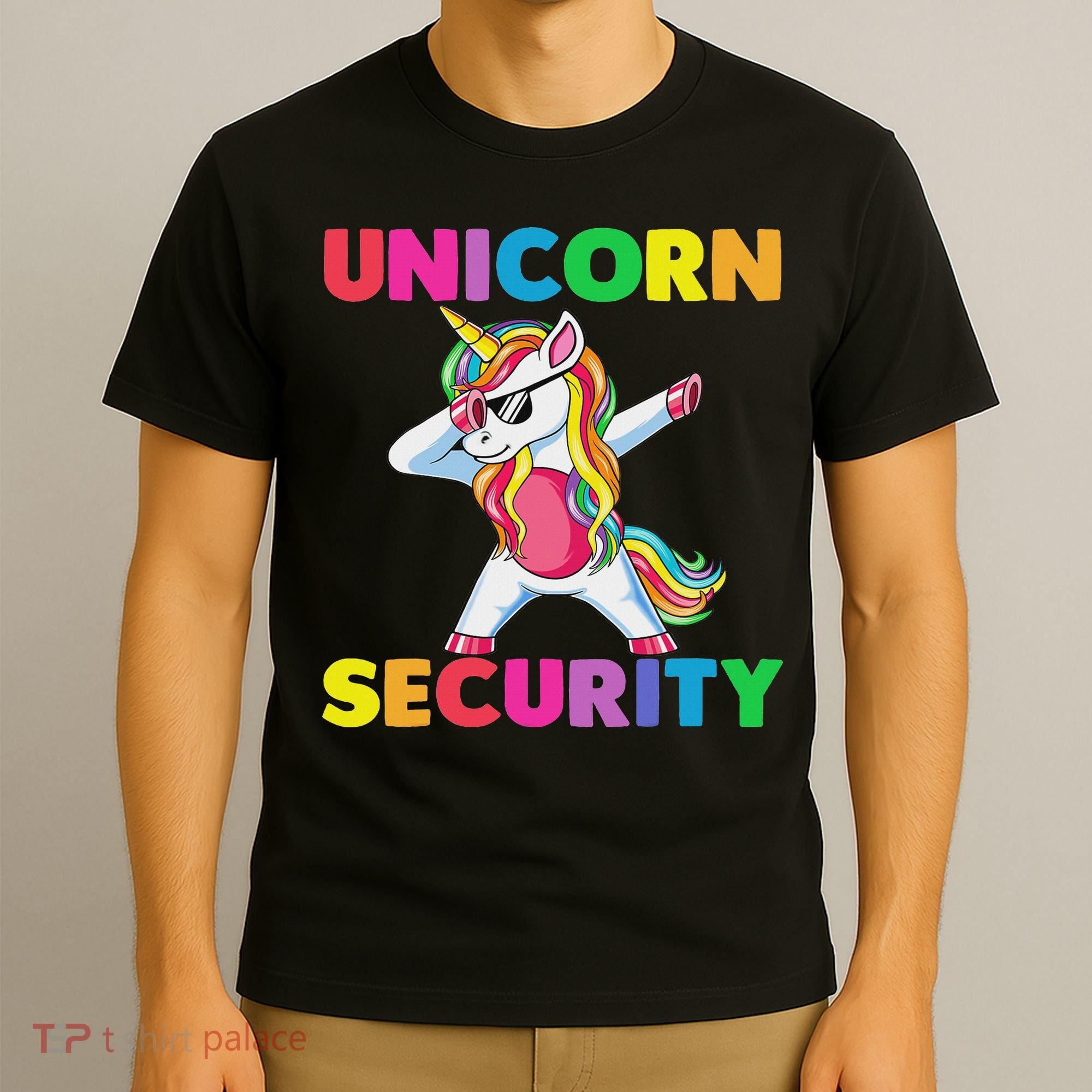 Halloween Dad Mom Daughter Adult Costume Unicorn Security T-Shirt