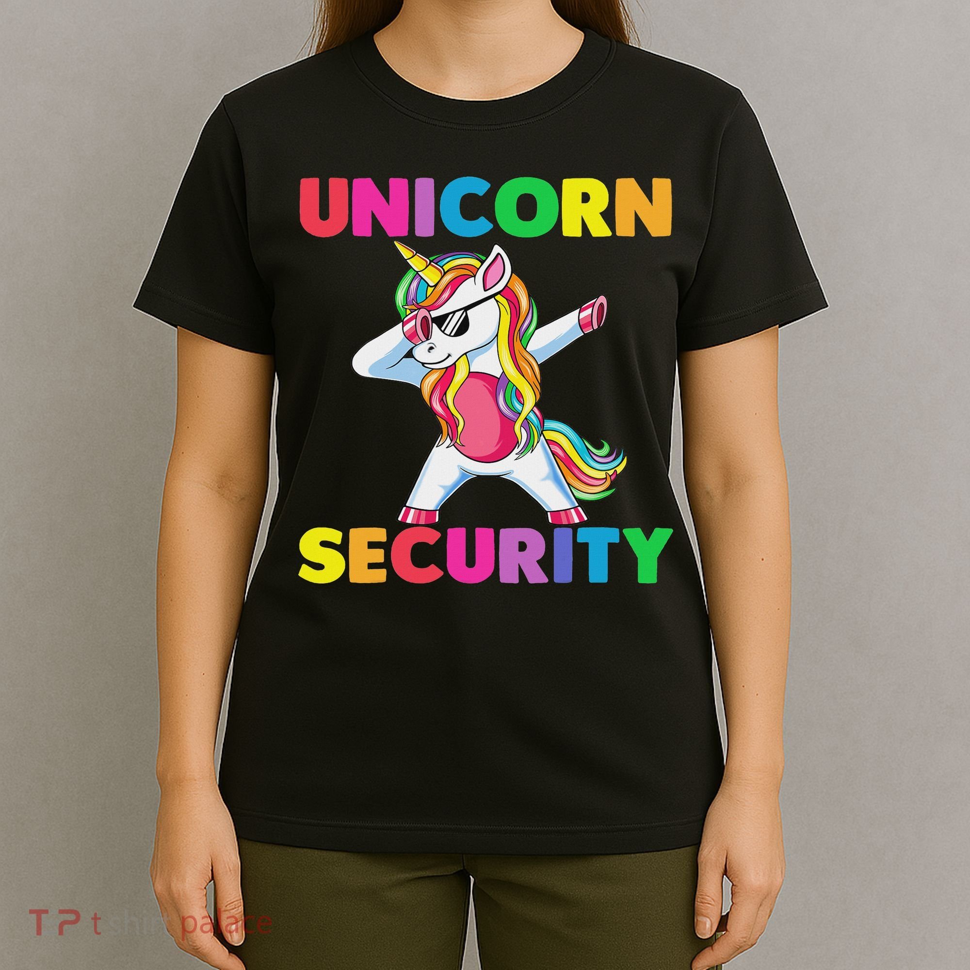 Halloween Dad Mom Daughter Adult Costume Unicorn Security T-Shirt