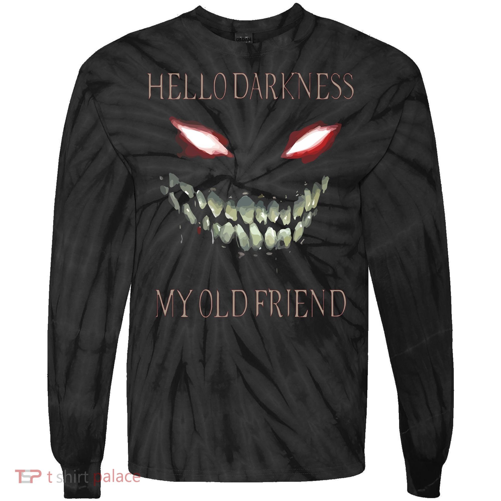 Hello Darkness My Old Friend Tie-Dye Long Sleeve Shirt