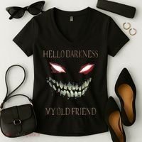 Hello Darkness My Old Friend Women's V-Neck T-Shirt thumb 2