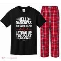 Hello Darkness My Old Friend I Stood Up Too Fas... Kids Plaid Pajama Set thumb 0